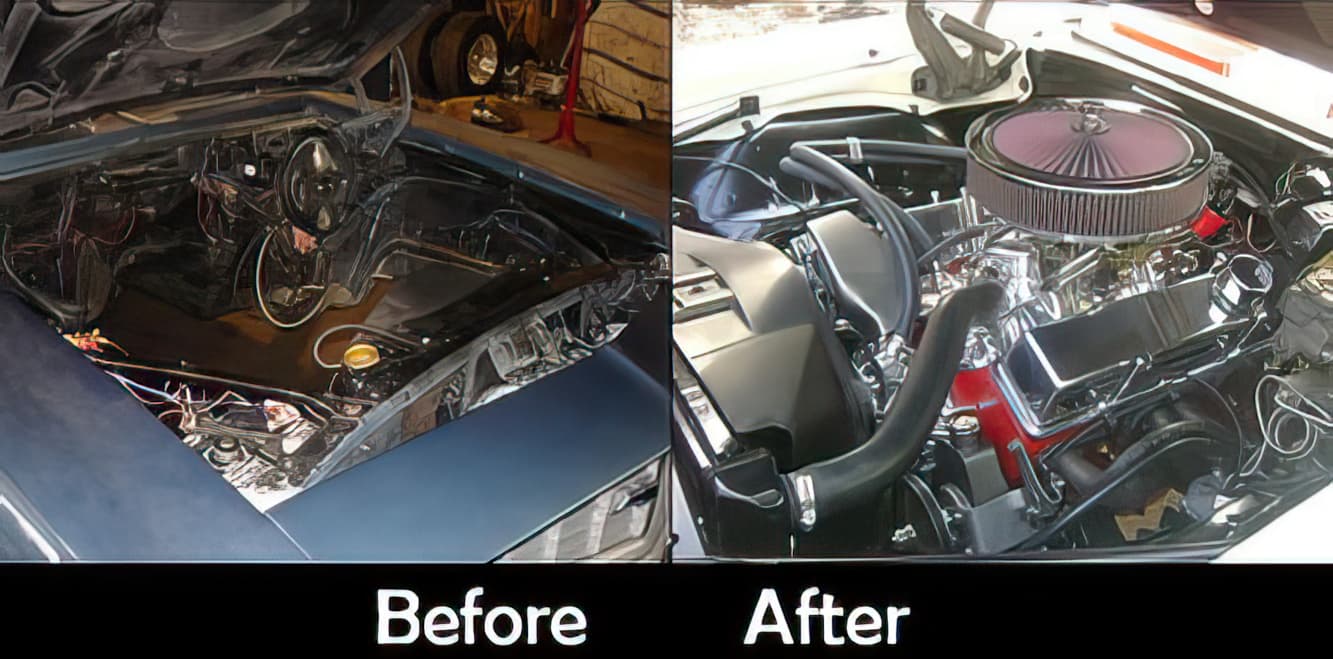 Engine restoration before-and-after example